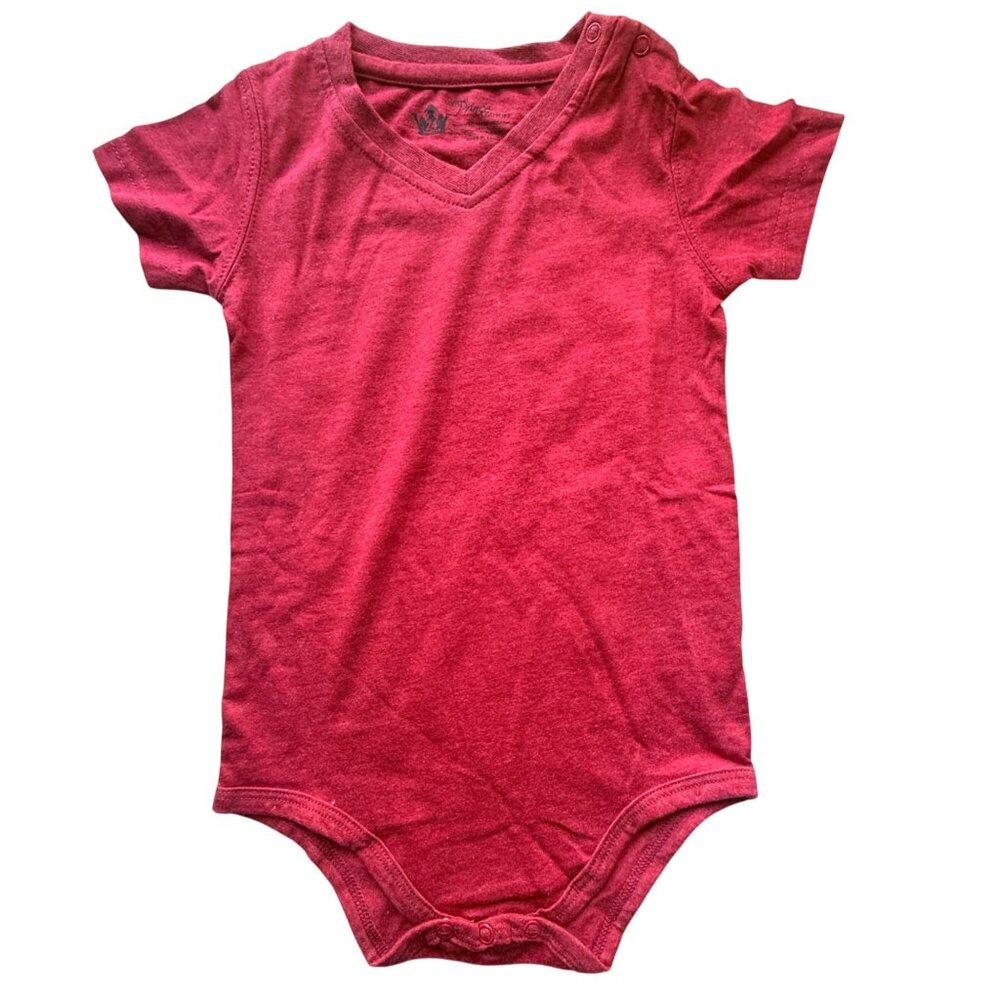 Littlest Prince Couture Baby Bodysuit 24 Months Red Cotton Blend Short Sleeve